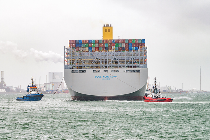 At 21,413 TEU, the OOCL Hong Kong is the largest container ship currently in operation.